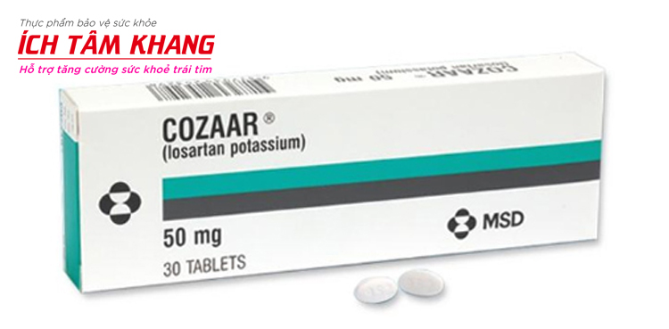 Losartan (Cozaar) thuộc nhóm chẹn thụ thể angiotensin II giúp giãn mạch vành